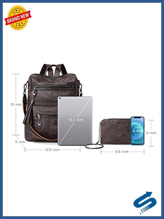 Vegan Leather Backpack Purse Convertible Shoulder Bag Travel Work Bag main image 5
